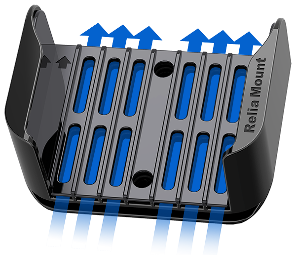 Ventilation channels allow cooling airflow